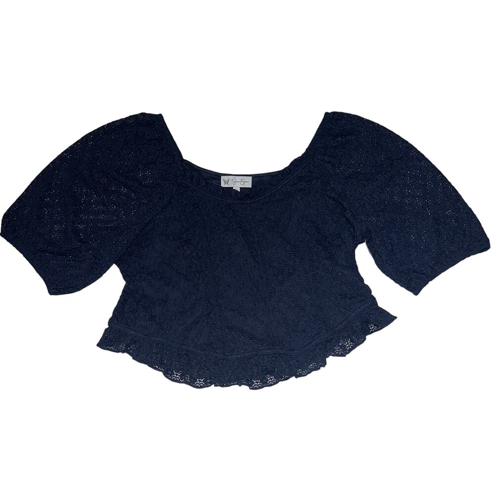 Jessica Simpson Women’s Verona Puff Sleeve Top Lined Size Large Blue